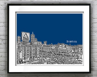 Boston Skyline Poster Fenway Art Print Massachusetts MA Landscape Item T1760