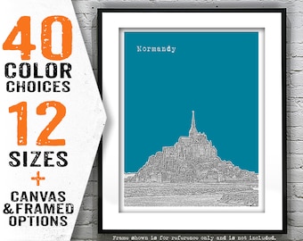 Normandy France Poster City Skyline Art Print Mount Saint Michael Europe Item T5030