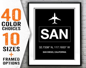 SAN San Diego International Airport Aviation Poster Art Print California Item T1992