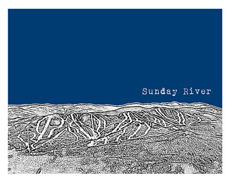 Sunday River Bethel Maine Ski Skiing Art Print Poster ME Item Etsy