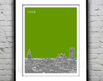 Cork Ireland Skyline Poster Art Print Republic of Ireland Item T4388