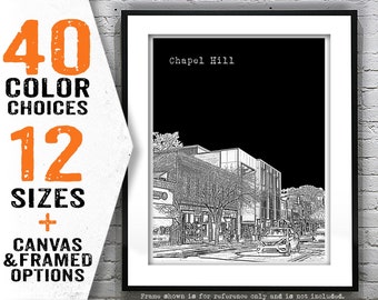 Chapel Hill Downtown Poster Skyline Art Print North Carolina NC Item T5231