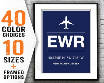 EWR Newark Liberty Airport Aviation Poster Art Print New Jersey Item T1971