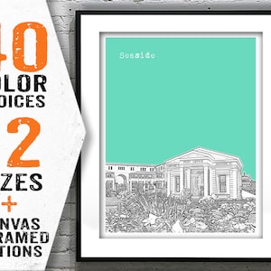 Seaside Florida Skyline Poster Art Print Florida FL Item T2326