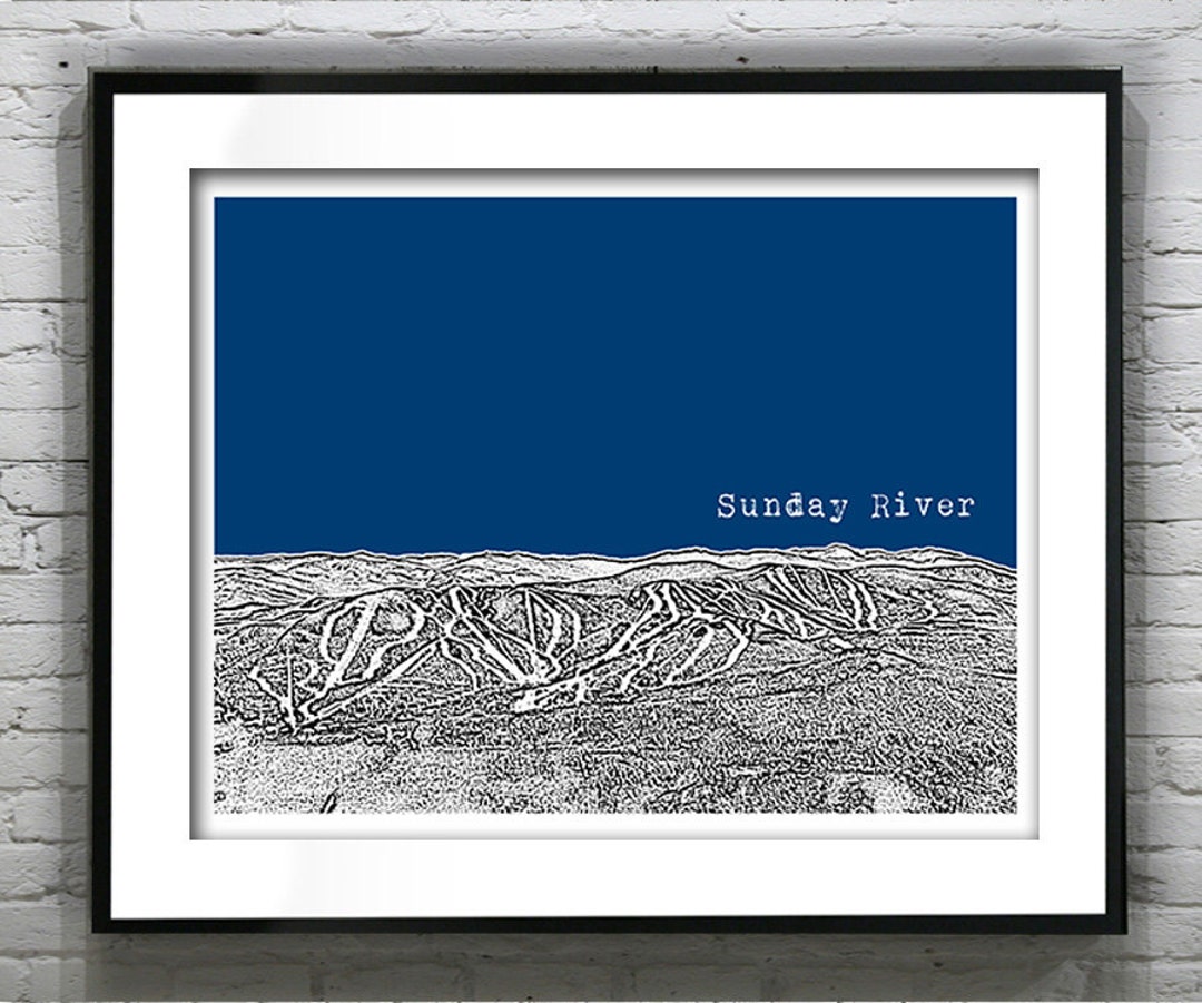 Sunday River Bethel Maine Ski Skiing Art Print Poster ME Item T2844 Etsy