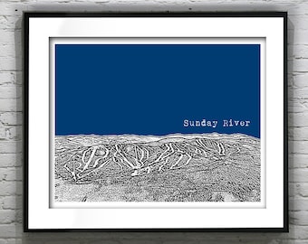 Sunday River Bethel Maine Ski Skiing Art Print Poster ME Item T2844