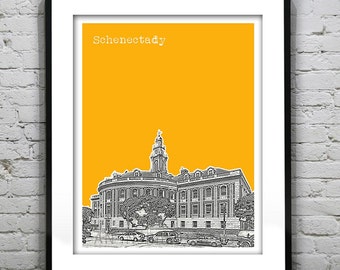 Schenectady New York Skyline Poster Art Print City Hall New York NY Item T4711