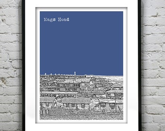 Nags Head Poster Art Print Skyline North Carolina NC Version 1