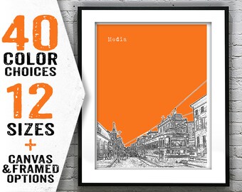 Media PA Poster Print Art Pennsylvania Skyline Item T2623