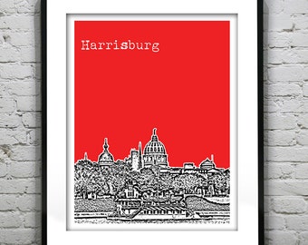 Harrisburg Downtown Poster Print Art Pennsylvania PA Skyline Item T4456