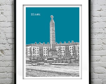 Minsk Belarus Poster Print Art Skyline Item T2638
