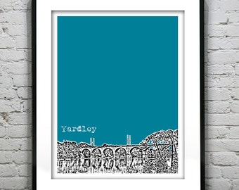 Yardley PA Poster Print Art Pennsylvania Skyline Bridge