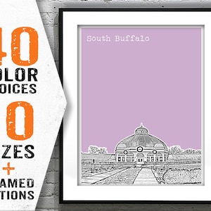 South Buffalo New York Poster Art Skyline Print Cazenovia Park Buffalo NY Item T1866