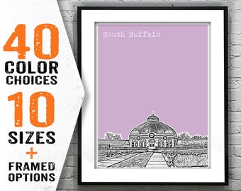South Buffalo New York Poster Art Skyline Print Cazenovia Park Buffalo NY Item T1866