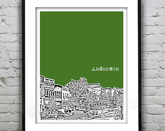 Anderson South Carolina Skyline Poster Art Print  Image