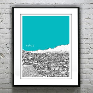 Kabul Afghanistan Skyline Poster Art Print Middle East Item T2566