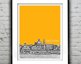 Valletta Malta City Skyline Poster Art Print Southern Europe Item T1360
