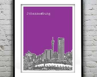 Johannesburg South Africa City Skyline Poster Art Item T2484
