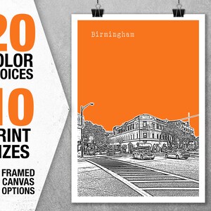 Birmingham Michigan Skyline Art Print Poster MI Item T5323