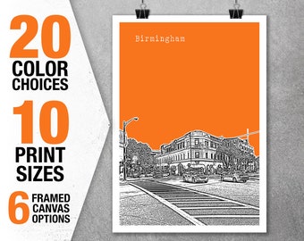Birmingham Michigan Skyline Art Print Poster MI Item T5323