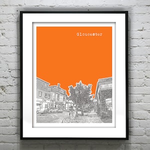 Gloucester Skyline Poster Art Print Massachusetts MA Item T2609