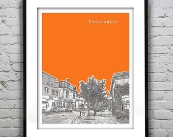 Gloucester Skyline Poster Art Print Massachusetts MA Item T2609