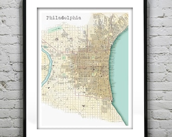 Philadelphia Vintage Map Poster Art Print Pennsylvania PA Item T1509