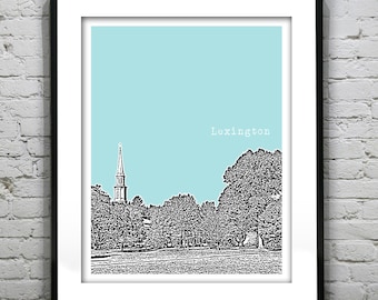 Lexington Massachusetts Skyline Poster Art Print Town Green MA