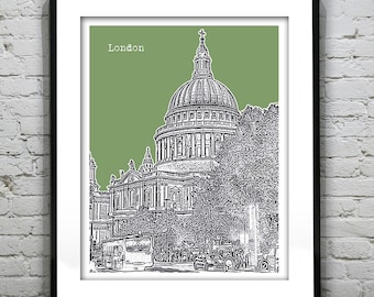London Skyline Poster Art Print St. Pauls Cathedral Britain England Version 12