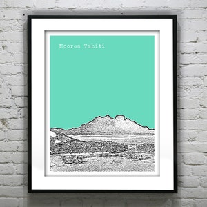 Moorea Tahiti Skyline Poster Art Print Version 3