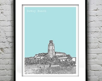Dewey Beach Delaware Poster Art Print Skyline DE Item T2467