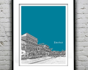 Exeter New Hampshire Poster Print Art Skyline NH Item T4245
