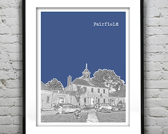 Fairfield Skyline Poster Art Print CT Version 3