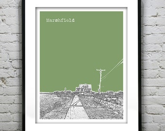 Marshfield Massachusetts Skyline Poster Art Print MA