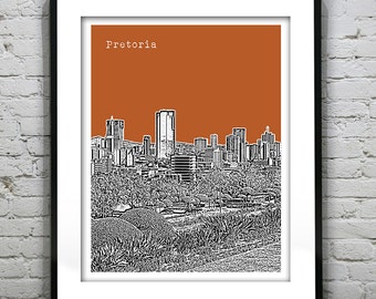 Pretoria Skyline Poster Art Print South Africa Version 1