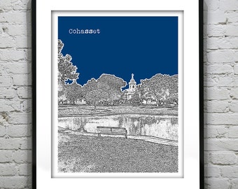 Cohasset Massachusetts Skyline Poster Art Print MA Item T3066