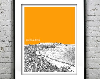 Benidorm Spain Poster  Art Print Mediterranean
