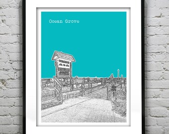 Ocean Grove Skyline Poster Art Print New Jersey NJ Item T1054