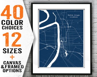 Baton Rouge Louisiana Blueprint Map Poster Art Print Item T4816