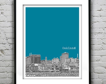 Oakland California Skyline Poster Art Print California CA Item T5493