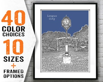 League City Texas Skyline Art Print Poster TX Item T1523