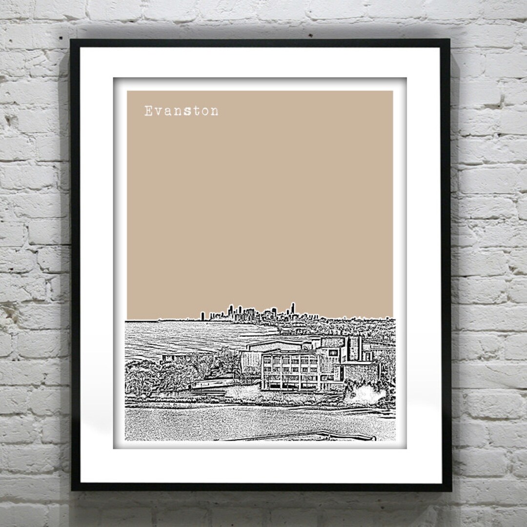 Evanston Illinois Poster Print City Skyline Art IL Item T4348 - Etsy