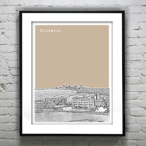 Evanston Illinois Poster Print City Skyline Art IL Item T4348