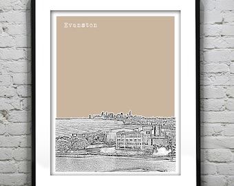 Evanston Illinois Poster Print City Skyline Art IL Item T4348