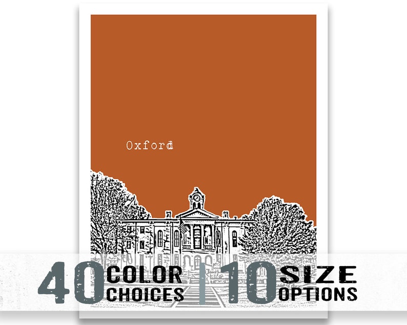 Oxford Mississippi Poster Art Print Skyline Item T2670 Etsy