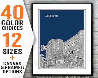 Lafayette Poster Art Skyline Print  Indiana IN Item T4671