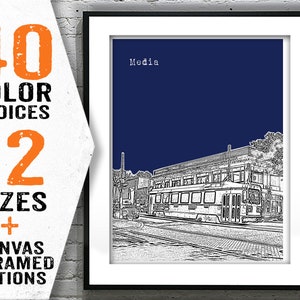Media PA Poster Print Art Pennsylvania Skyline Item T2622