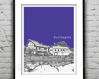 Burlington Connecticut Poster Print Art Skyline CT Item T5124
