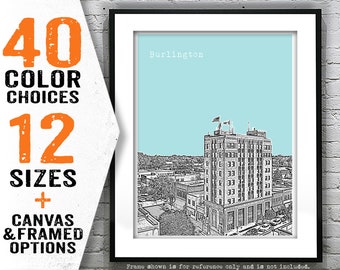 Burlington North Carolina Poster Skyline Poster Art Print NC Item T4692
