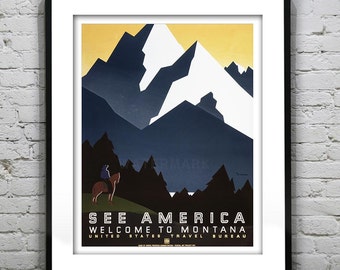 See America Montana Vintage Travel Art Print Poster Circa 1941 Version 2